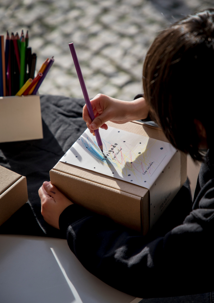 Imagem ilustrativa da caixa presente a ser decorada por uma criança