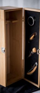 Outra perspetiva da caixa garrafa de vinho em bambu personalizada